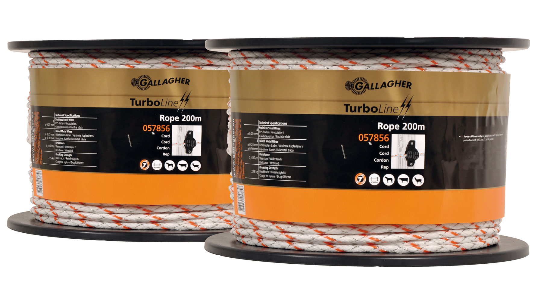 Gallagher Turboline Duopack- Schrikkoord - 17 cm - 2 - Wit - 53 cm - 40000 cm Gallagher Turboline Duopack- Schrikkoord - 17 cm - 2 - Wit - 53 cm - 40000 cm