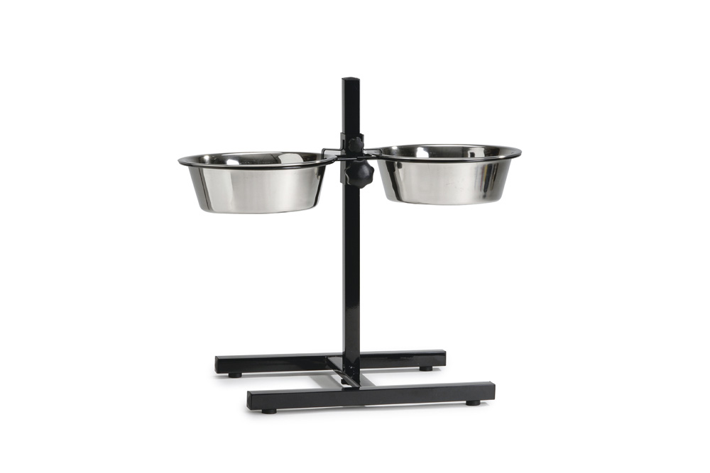 Beeztees - hondenstandaard - 2 RVS bakken - Zwart - 25 cm - 25 Beeztees - hondenstandaard - 2 RVS bakken - Zwart - 25 cm - 25