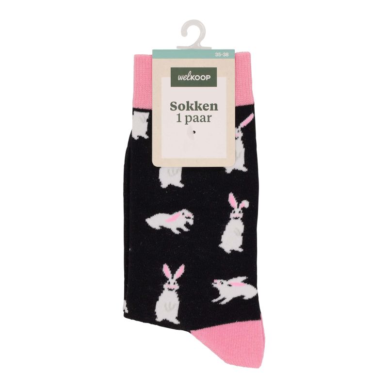 Welkoop Fun Konijn - Sokken - Roze - 35-38 Welkoop Fun Konijn - Sokken - Roze - 35-38