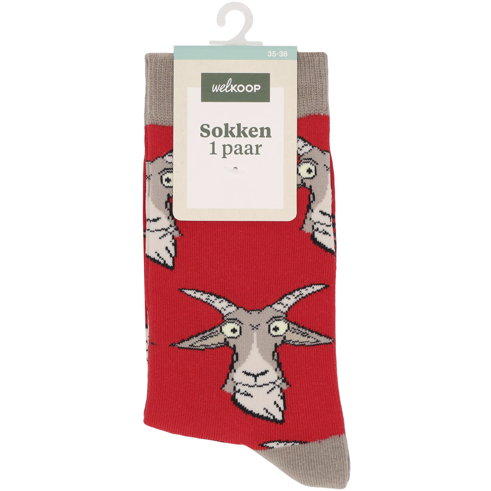 Welkoop Fun Geit - Sokken - Rood - 35-38 Welkoop Fun Geit - Sokken - Rood - 35-38