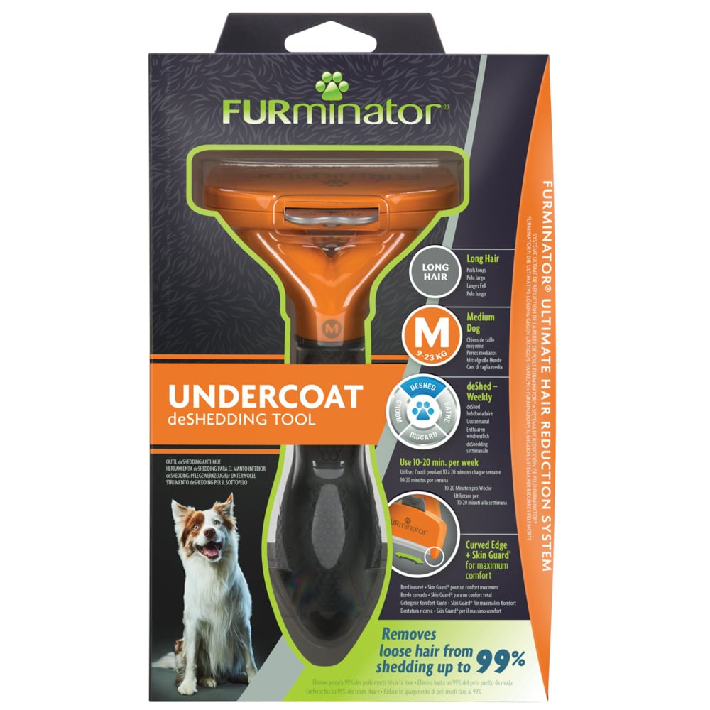 FURminator Hond Lang Haar - Borstel - Oranje Zwart - M FURminator Hond Lang Haar - Borstel - Oranje Zwart - M