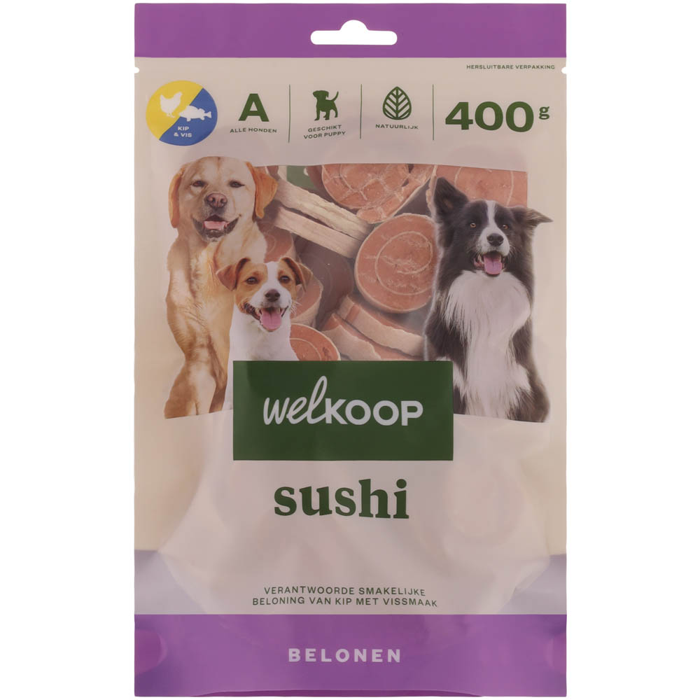 Welkoop - Sushi Hondensnack - 400 - vis, kip Welkoop - Sushi Hondensnack - 400 - vis, kip