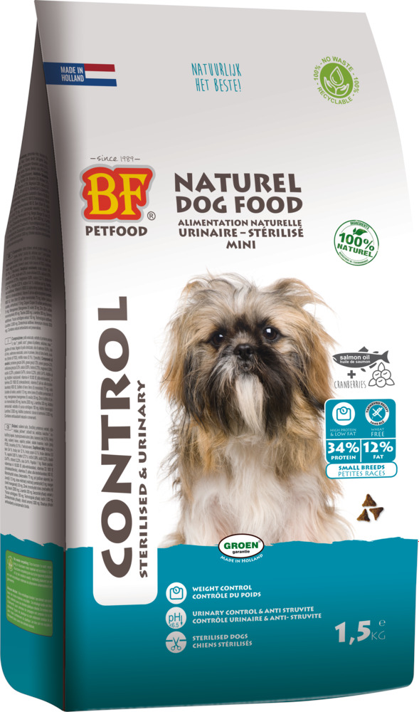 BF Petfood Control Small Breed - Hondenvoer - 1.50 - kip, rund