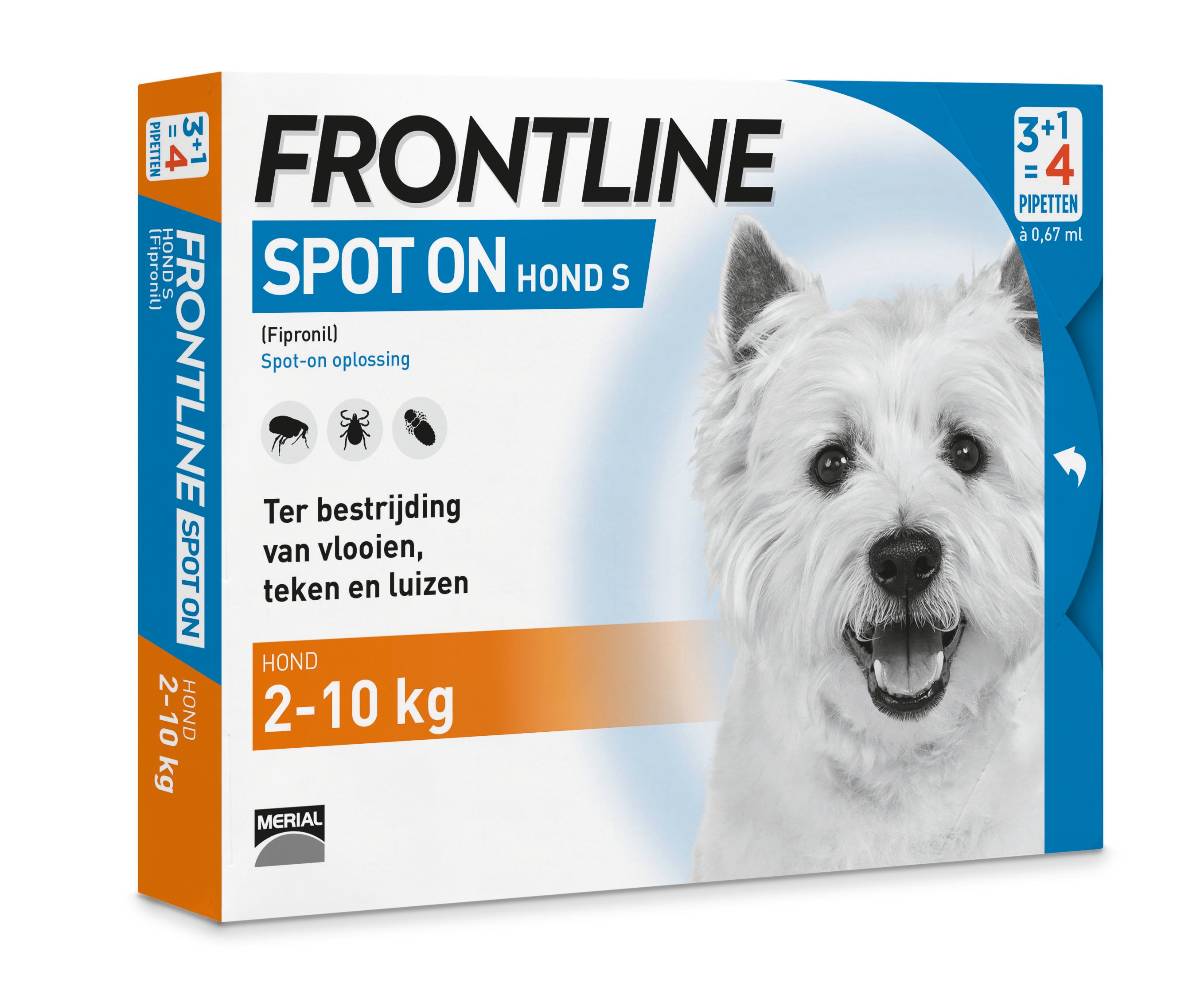 Frontline Spot On - Pipet - Anti vlooien en teken Hond - 4 pipetten - 4 - S