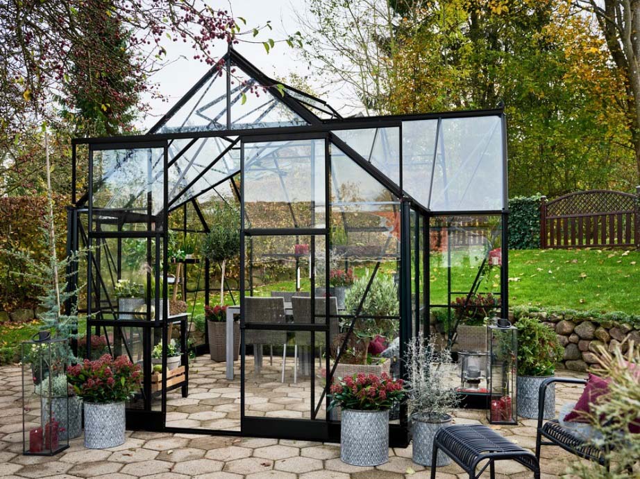 Halls Garden Room 12,9 - Tuinkas - 276.00 cm - Zwart - Veiligheidsglas - 389.00 cm - 391.00 cm