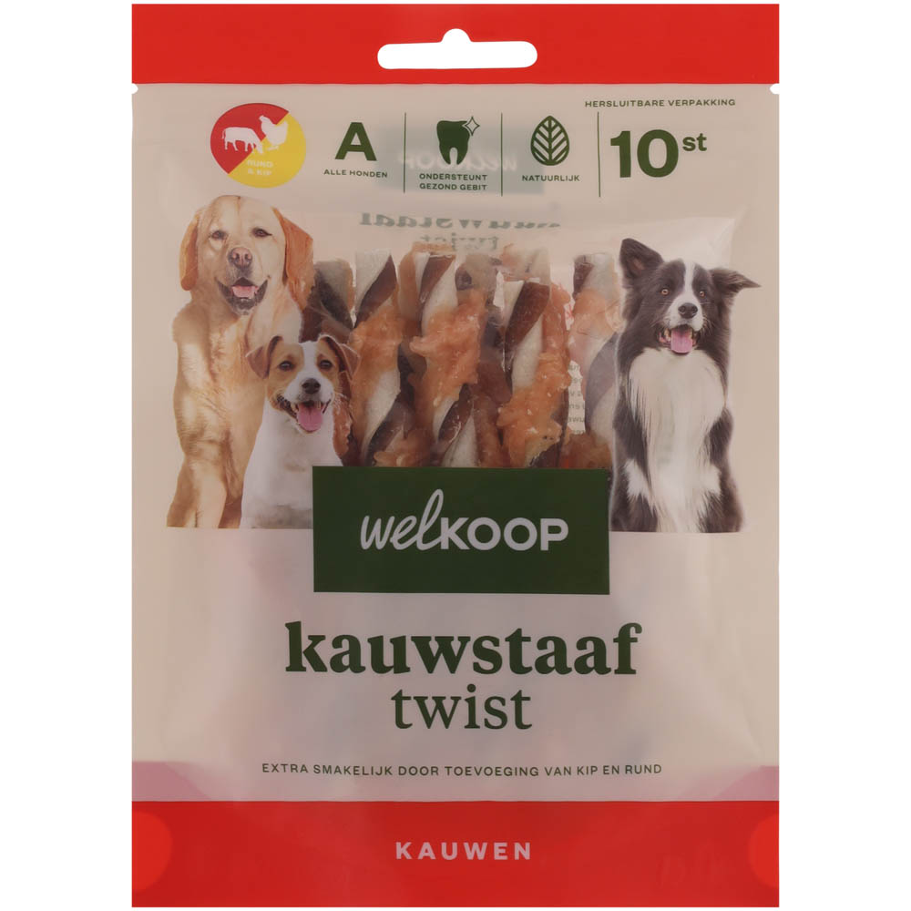 Welkoop - Kauwstaaf Twist - Extra Rund & Kipsmaak - rund Welkoop - Kauwstaaf Twist - Extra Rund & Kipsmaak - rund