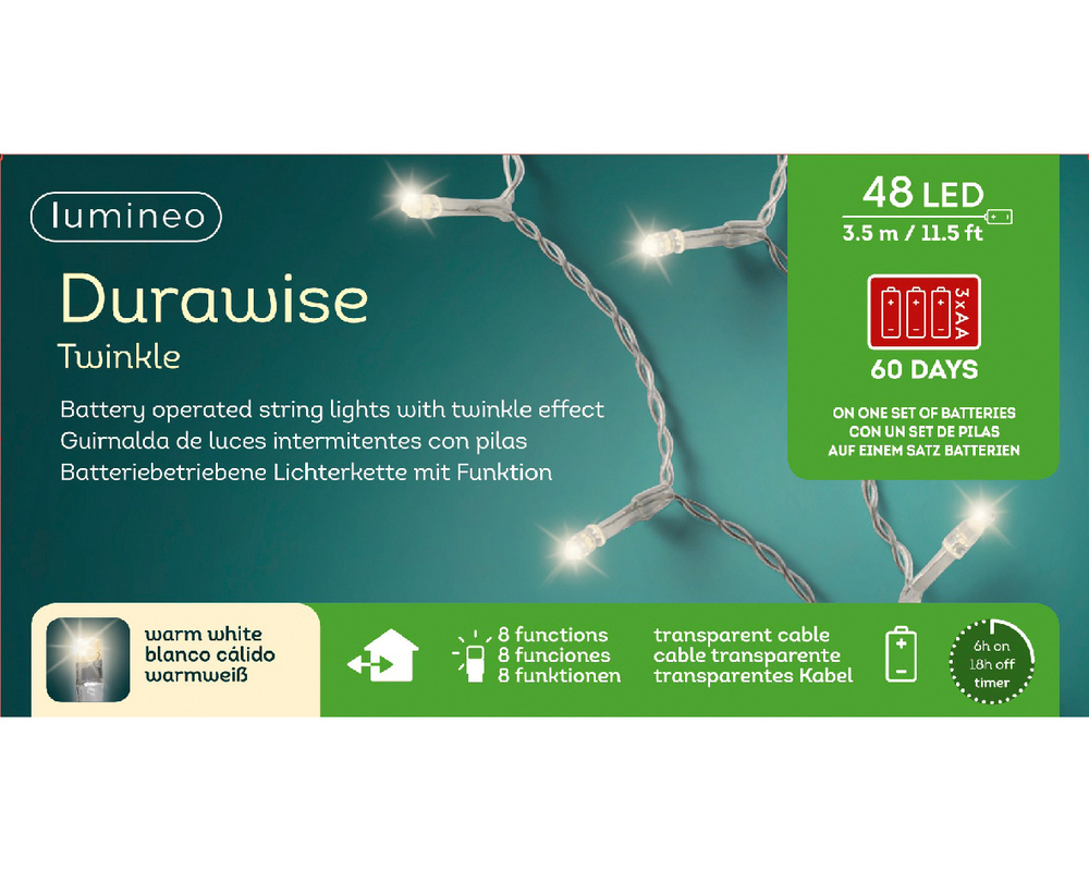 Lumineo Durawise Twinkelend - Batterijverlichting - 48 - 14.00 cm - Warm wit Lumineo Durawise Twinkelend - Batterijverlichting - 48 - 14.00 cm - Warm wit