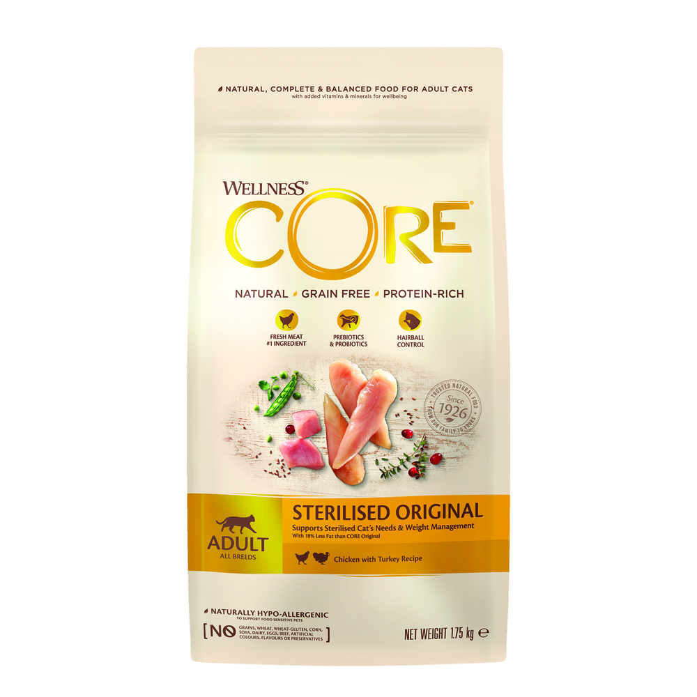 Wellness Core Sterilised Original Adult - Kattenvoer - Kip - Kalkoen - 1,75 kg