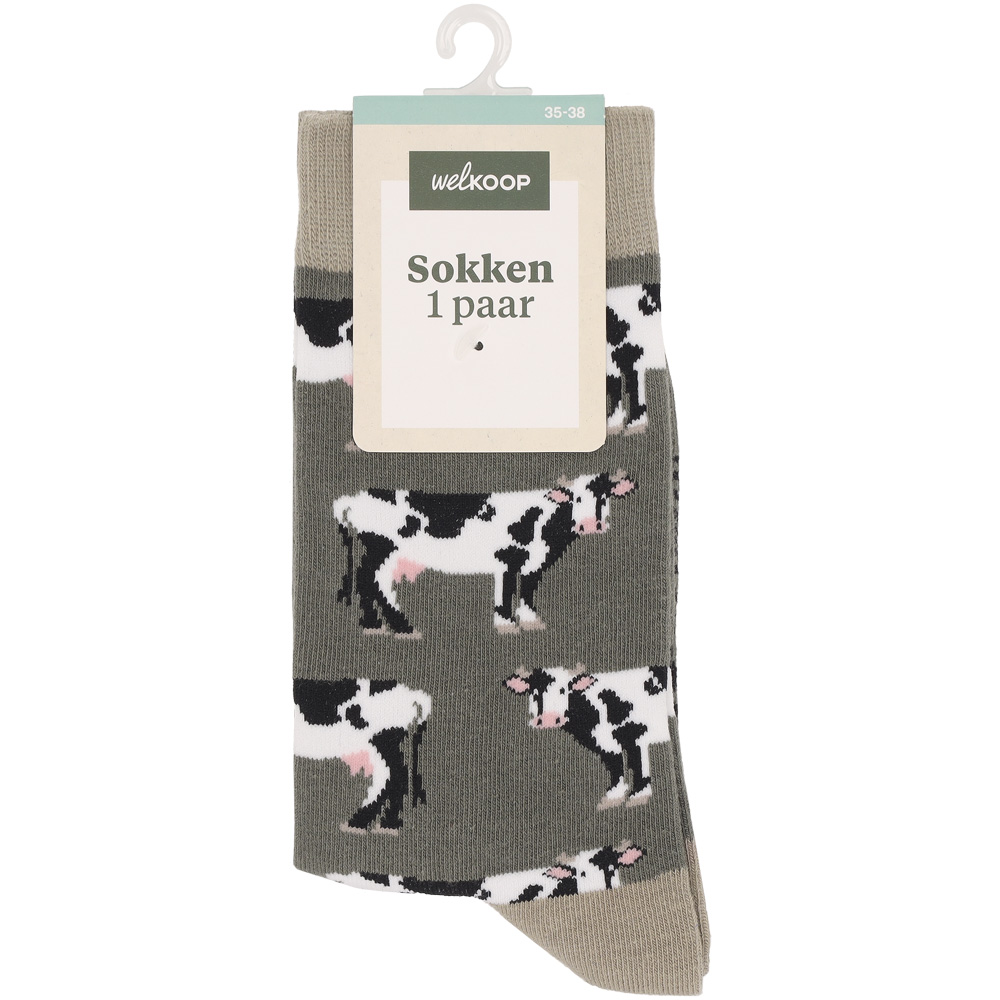 Welkoop Fun Koe - Sokken - Groen - 35-38 Welkoop Fun Koe - Sokken - Groen - 35-38