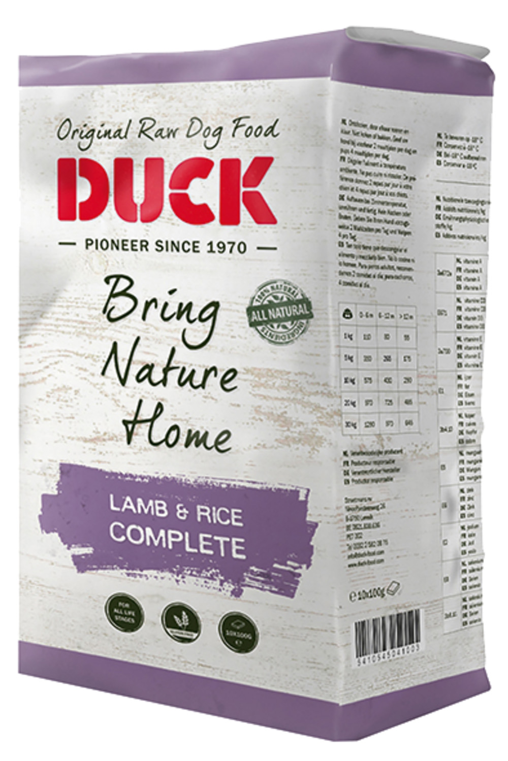 Duck Hondenvoer Compleet Lam & Rijst - 1 - rijst, lam