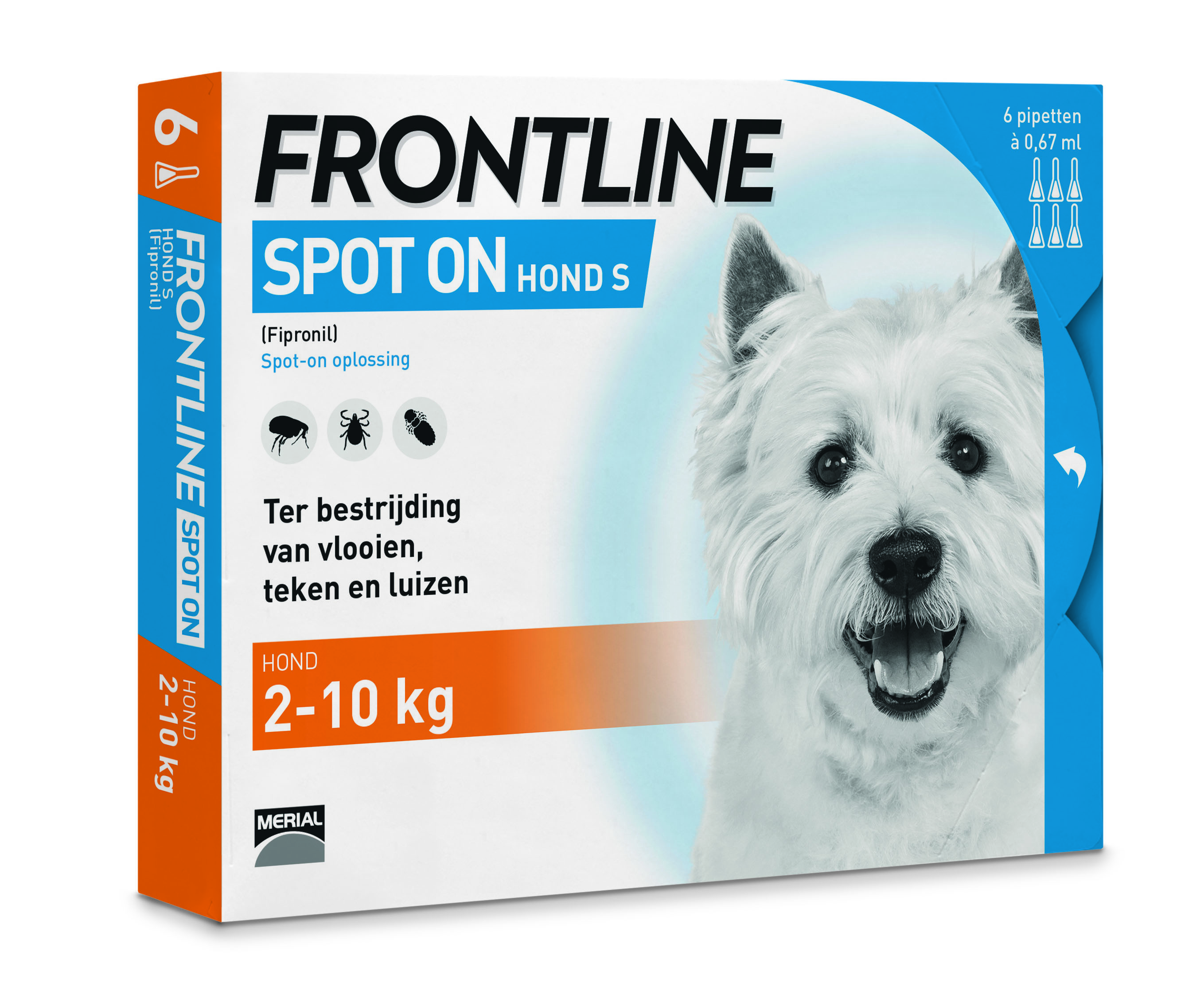 Frontline Spot On - Pipet - Anti vlooien en teken Hond - 6 pipetten - 6 - S