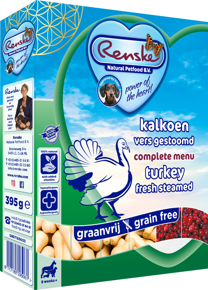 Renske Vers Vlees Voeding Volwassen - Hondenvoer - Kalkoen - 395 gram