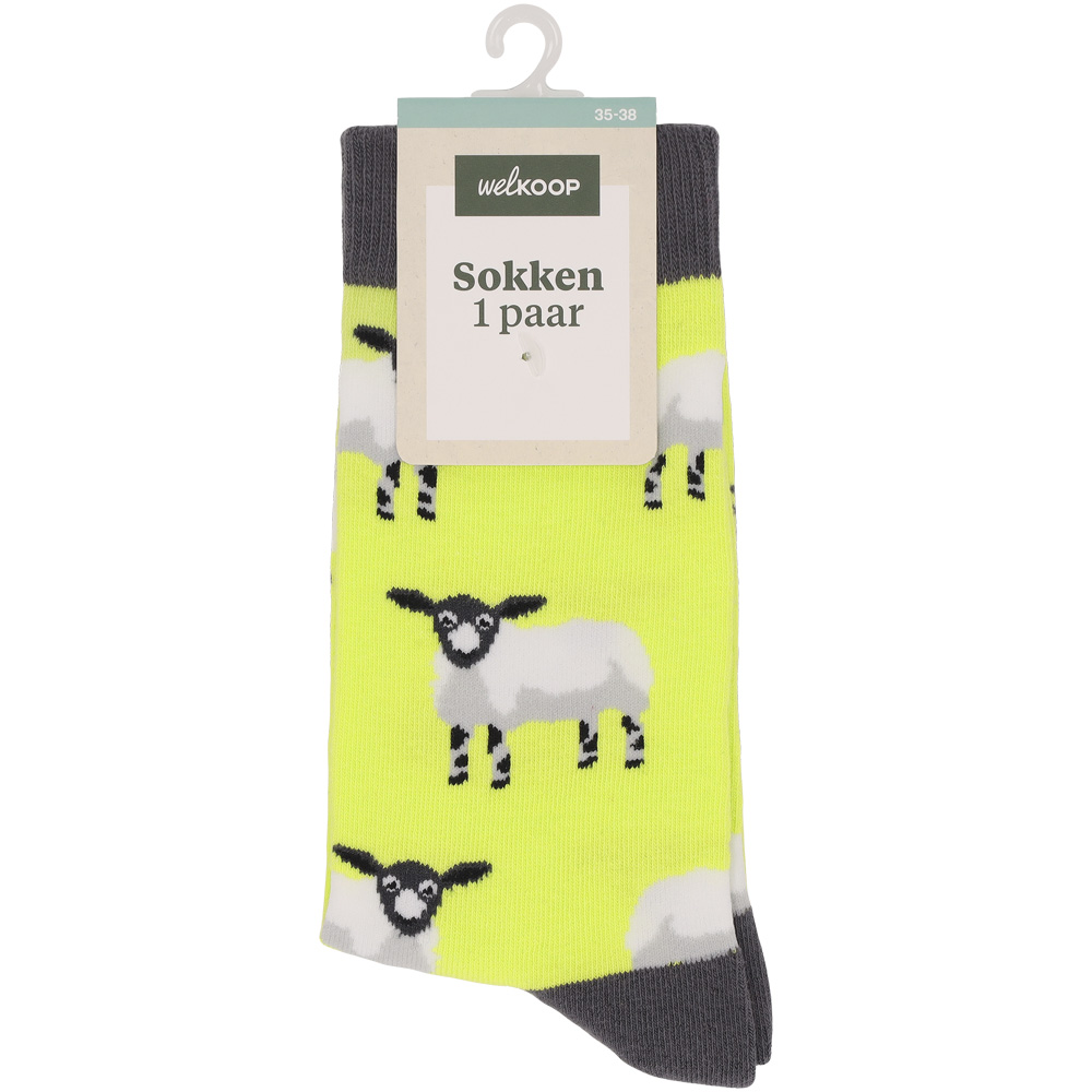 Welkoop Fun Schaap - Sokken - Geel - 35-38 Welkoop Fun Schaap - Sokken - Geel - 35-38