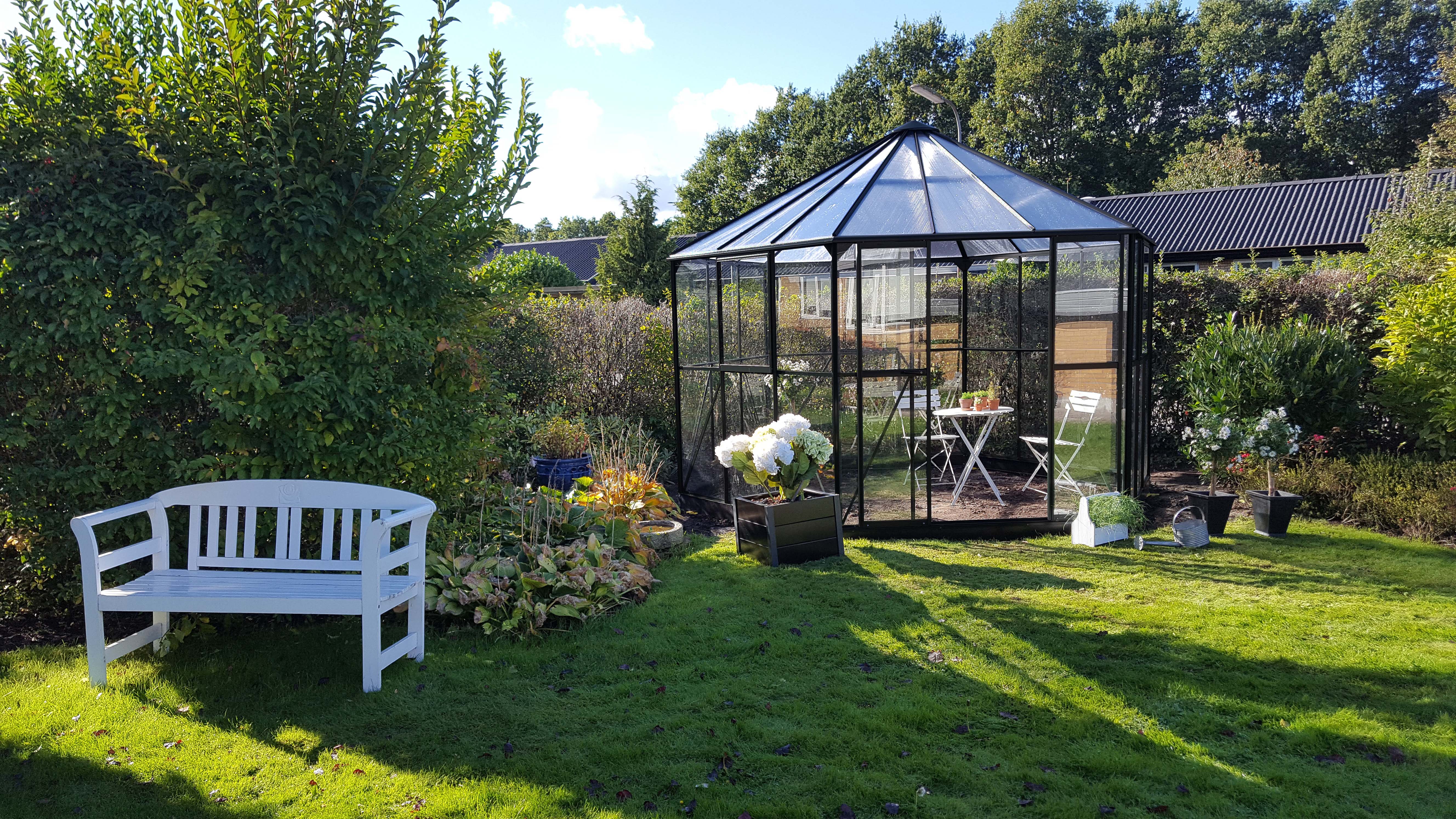 Halls Prieel Atrium - Tuinkas - 287.00 cm - Zwart - Veiligheidsglas & polycarbonaat - 375.00 cm - 375.00 cm