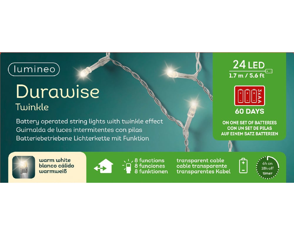 Lumineo Durawise Twinkelend - Batterijverlichting - 24 - 14.00 cm - Warm wit Lumineo Durawise Twinkelend - Batterijverlichting - 24 - 14.00 cm - Warm wit