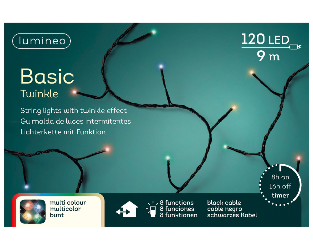 Lumineo Basic Twinkelend - Kerstboomverlichting - 120 - 13 cm - Multicolor