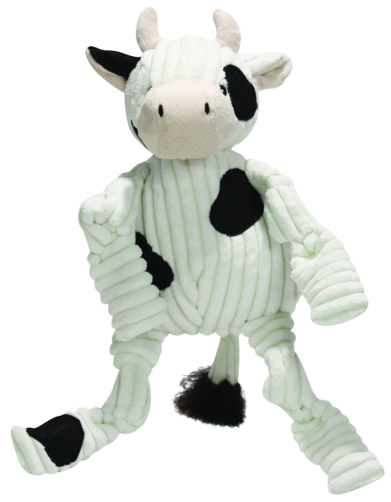 Huggle Hounds Koe - Knuffel - Hondenspeelgoed - 1.00 cm - zwart/wit - 1.00 cm - XL - 20.00 cm