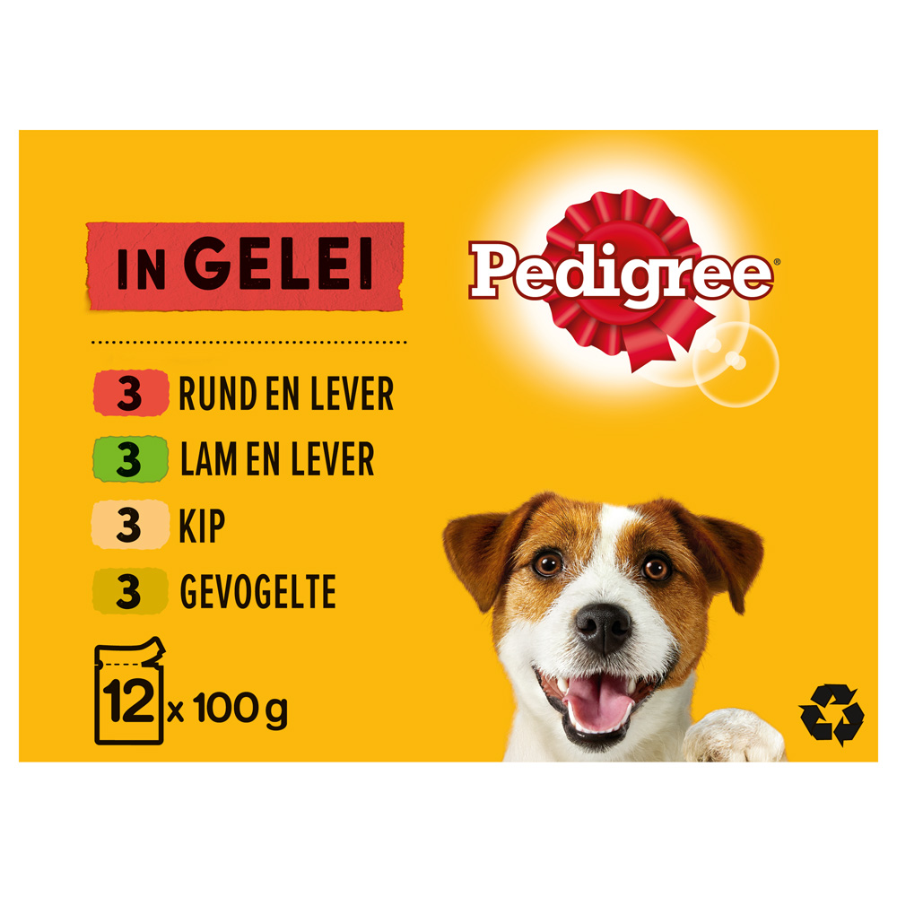Pedigree in Gelei - Hondenvoer - 12 stuks - Rund - Kip - 1,2 kg