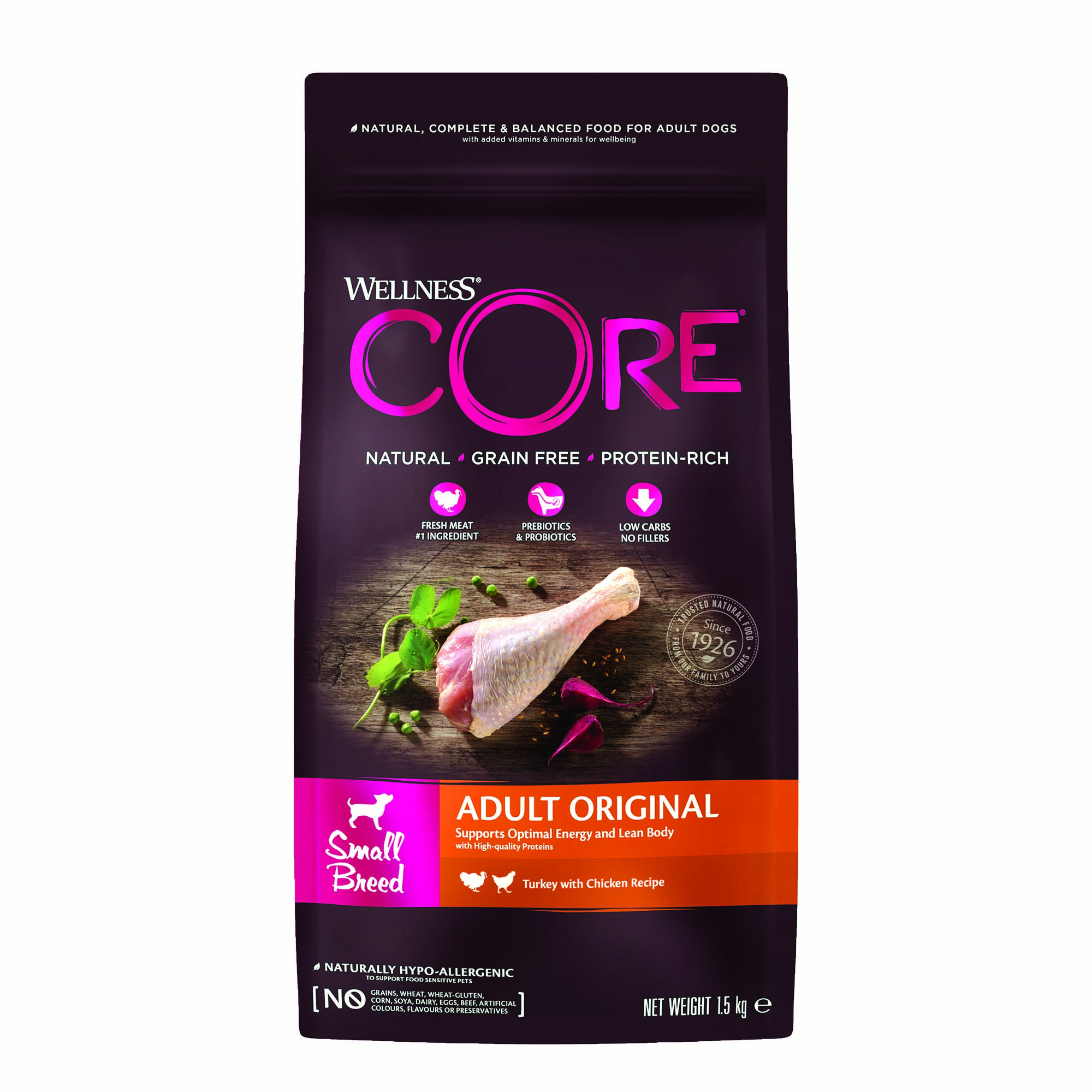 Wellness CORE Adult Original Small-Breed - Hondenvoer - Kalkoen - 1,5 kg