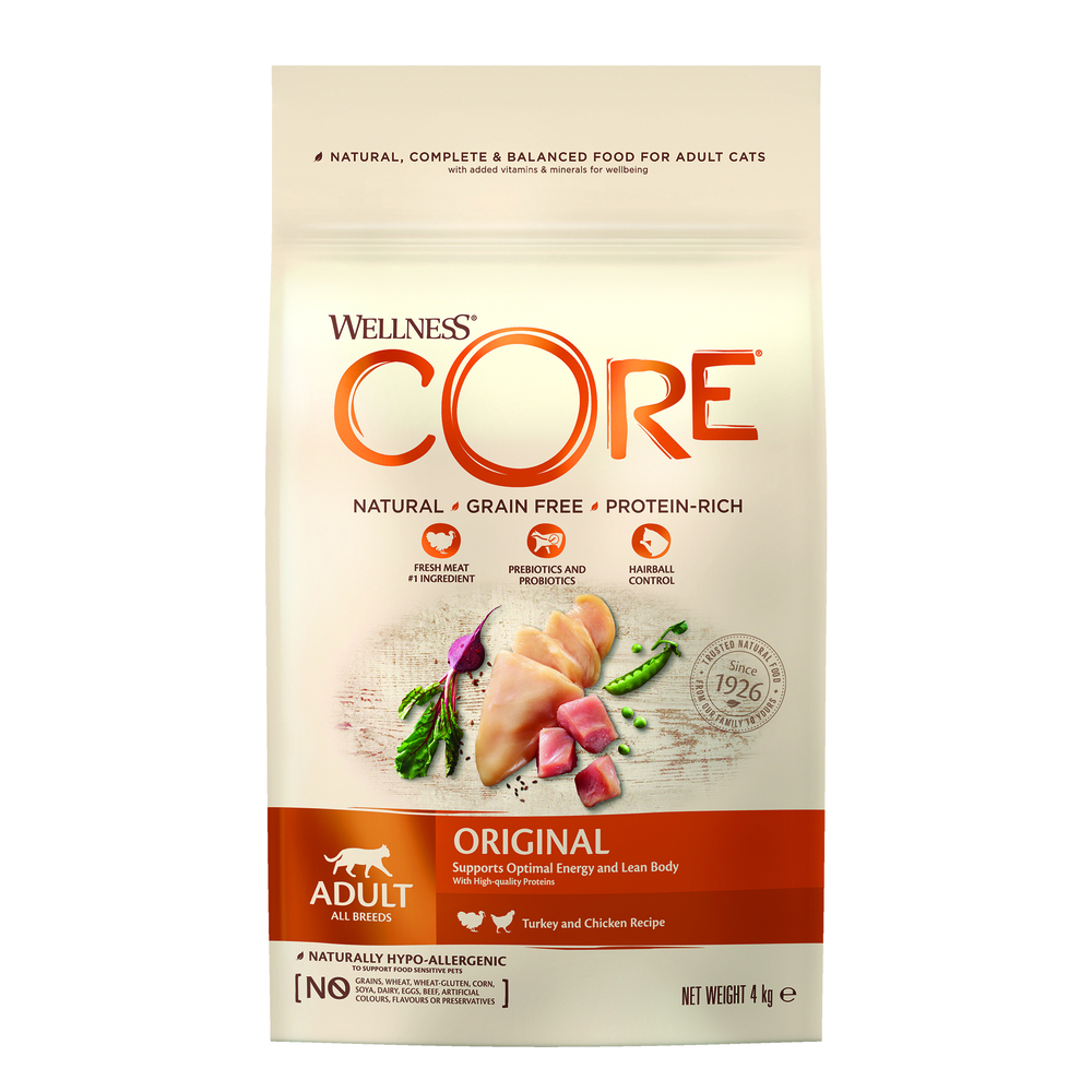 Wellness Core Adult Original - Kattenvoer - 4 - kip, kalkoen Wellness Core Adult Original - Kattenvoer - 4 - kip, kalkoen